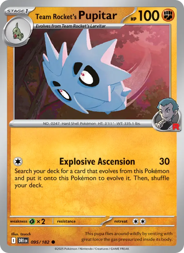 Team Rocket's Pupitar  — Destined Rivals (095/182) - Reverse Holofoil