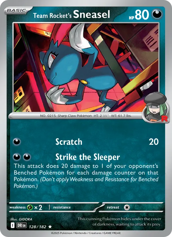 Team Rocket's Sneasel  — Destined Rivals (128/182) - Reverse Holofoil