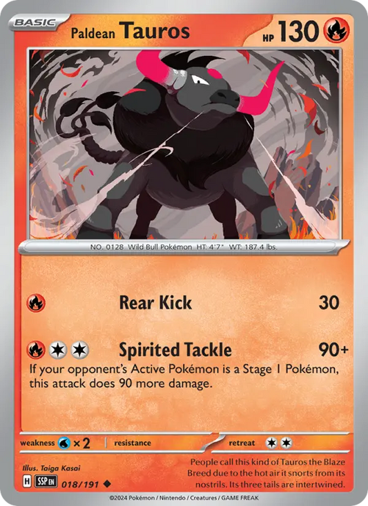 Paldean Tauros  — Surging Sparks (018/191) - Reverse Holofoil